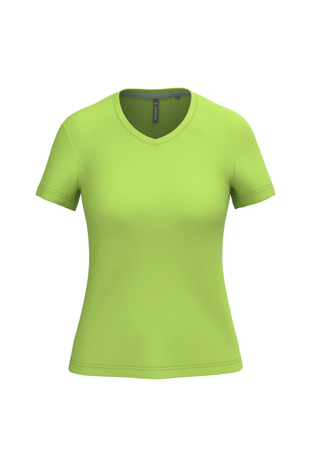 K381 - Camiseta de manga cota y cuello de pico mujer - Lime - frontal