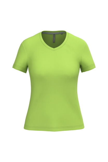 K381 - Camiseta de manga cota y cuello de pico mujer - Lime - frontal