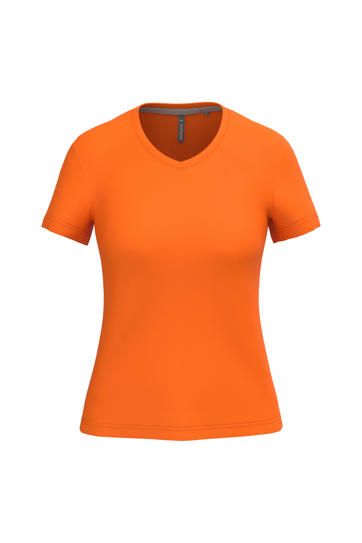 K381 - Camiseta de manga cota y cuello de pico mujer - Orange - frontal