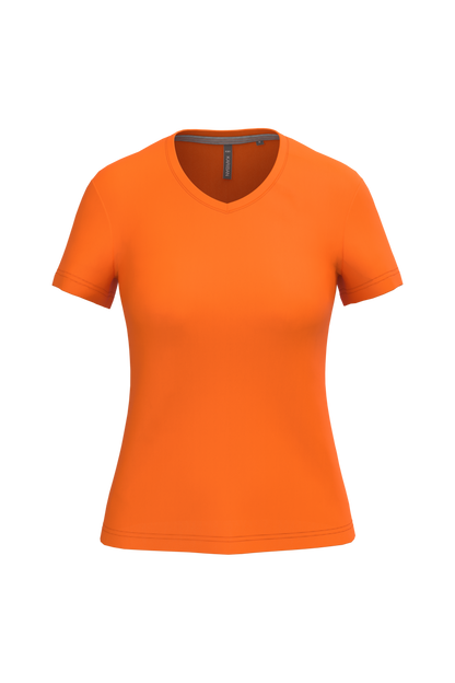 K381 - Camiseta de manga cota y cuello de pico mujer - Orange - frontal