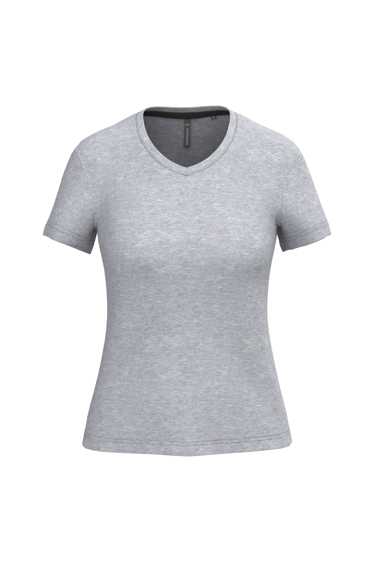 K381 - Camiseta de manga cota y cuello de pico mujer - Oxford Grey - frontal