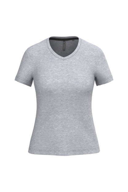 K381 - Camiseta de manga cota y cuello de pico mujer - Oxford Grey - frontal