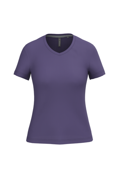 K381 - Camiseta de manga cota y cuello de pico mujer - Purple - frontal