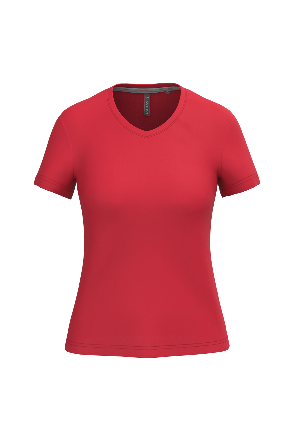 K381 - Camiseta de manga cota y cuello de pico mujer - Red - frontal