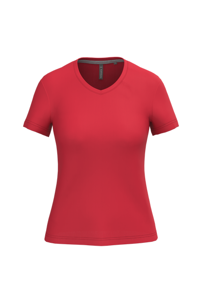 K381 - Camiseta de manga cota y cuello de pico mujer - Red - frontal