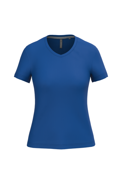 K381 - Camiseta de manga cota y cuello de pico mujer - Royal Blue - frontal