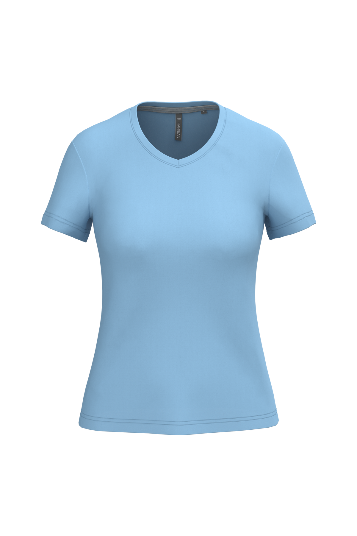 K381 - Camiseta de manga cota y cuello de pico mujer - Sky Blue - frontal