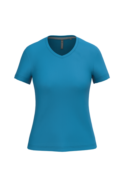 K381 - Camiseta de manga cota y cuello de pico mujer - Tropical Blue - frontal