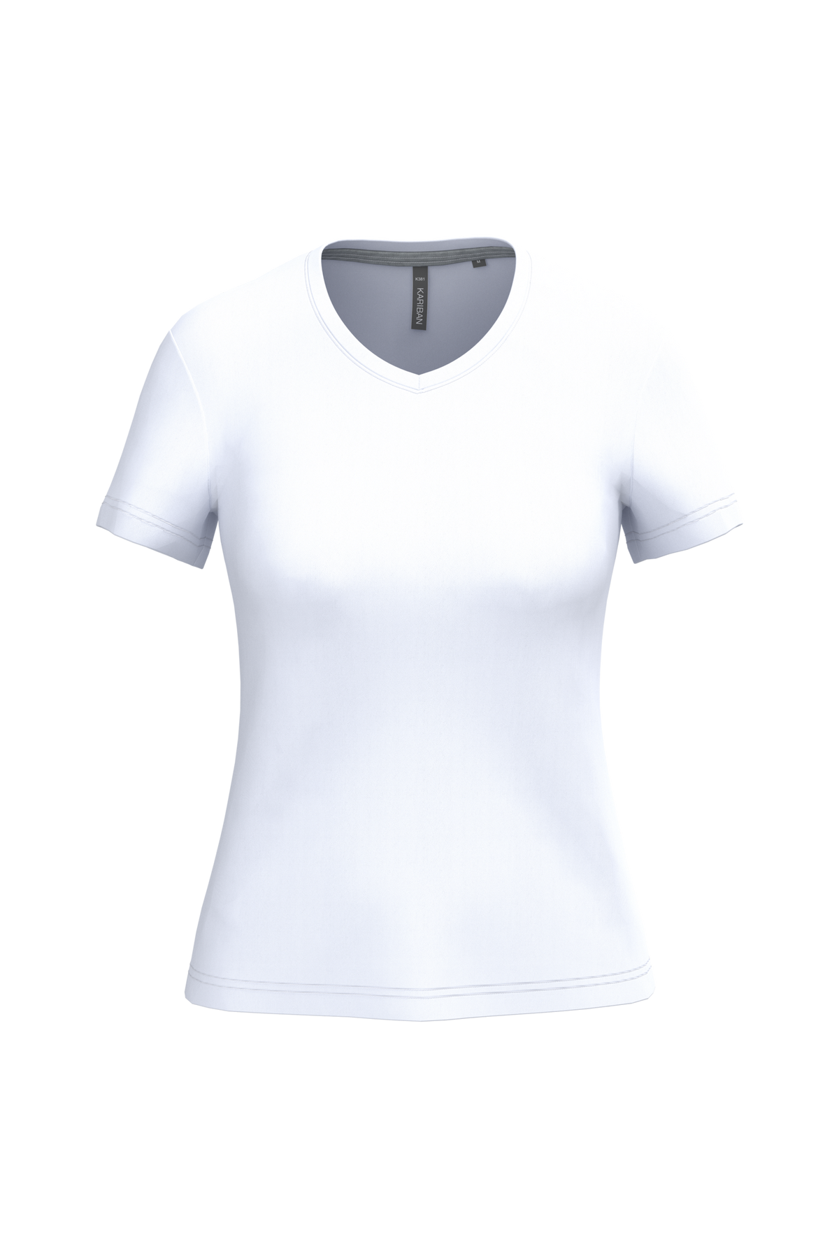 K381 - Camiseta de manga cota y cuello de pico mujer - White - frontal