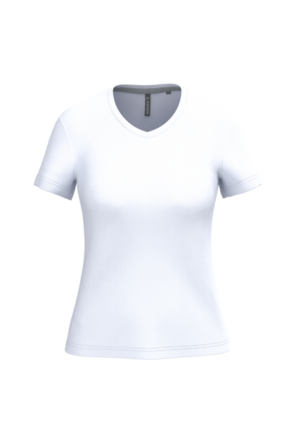 K381 - Camiseta de manga cota y cuello de pico mujer - White - frontal