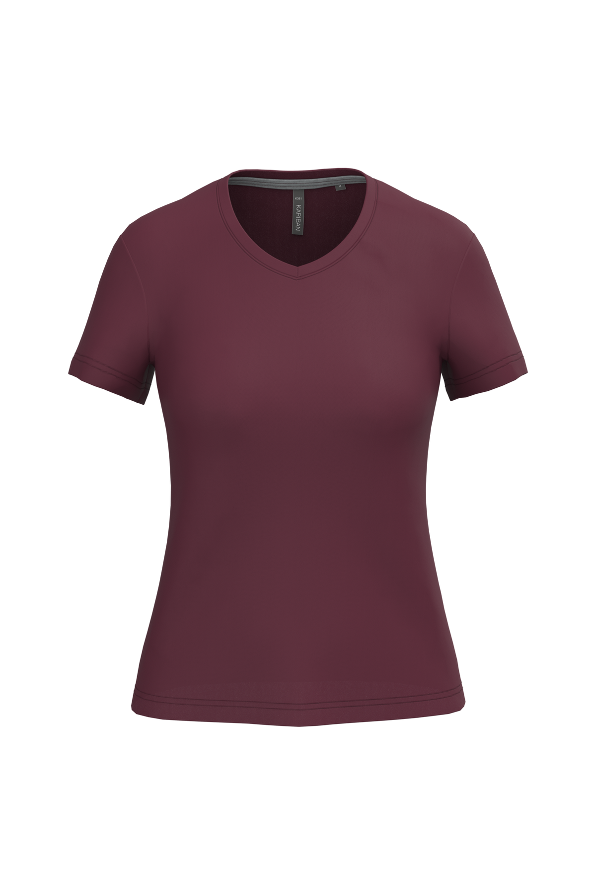 K381 - Camiseta de manga cota y cuello de pico mujer - Wine - frontal