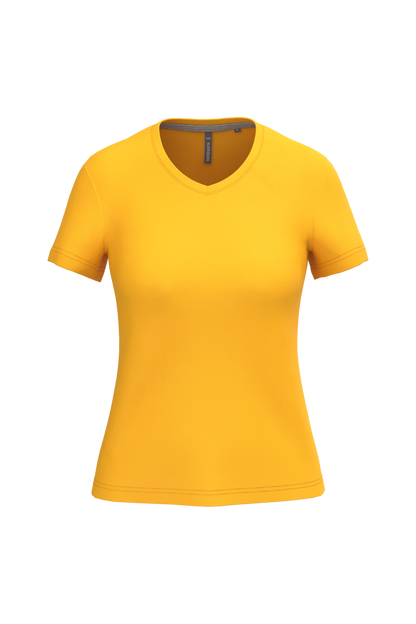 K381 - Camiseta de manga cota y cuello de pico mujer - Yellow - frontal