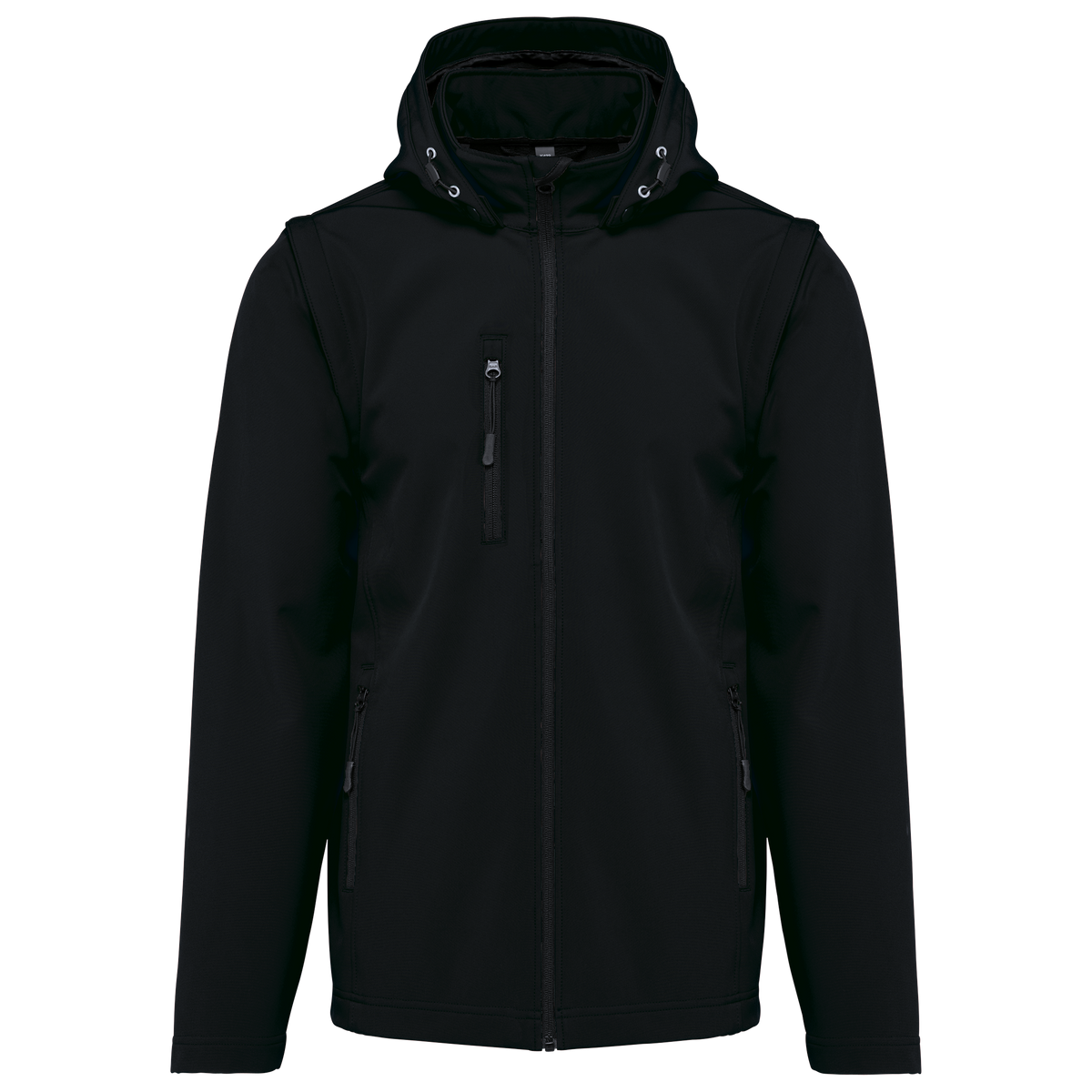 K422 - Chaquetas softshell 3 capas con capucha y mangas extraíbles unisex - Black - frontal
