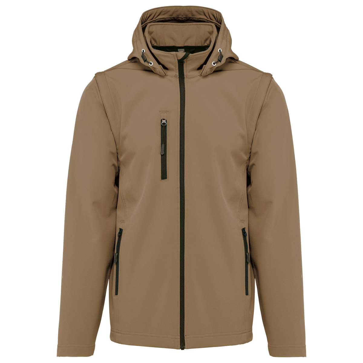 K422 - Chaquetas softshell 3 capas con capucha y mangas extraíbles unisex - Camel - frontal