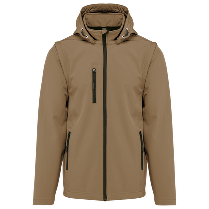 K422 - Chaquetas softshell 3 capas con capucha y mangas extraíbles unisex - Camel - frontal