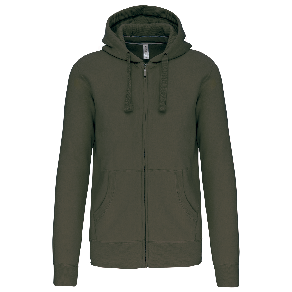 K454 - Sudadera con capucha y cremallera - Dark Khaki - frontal