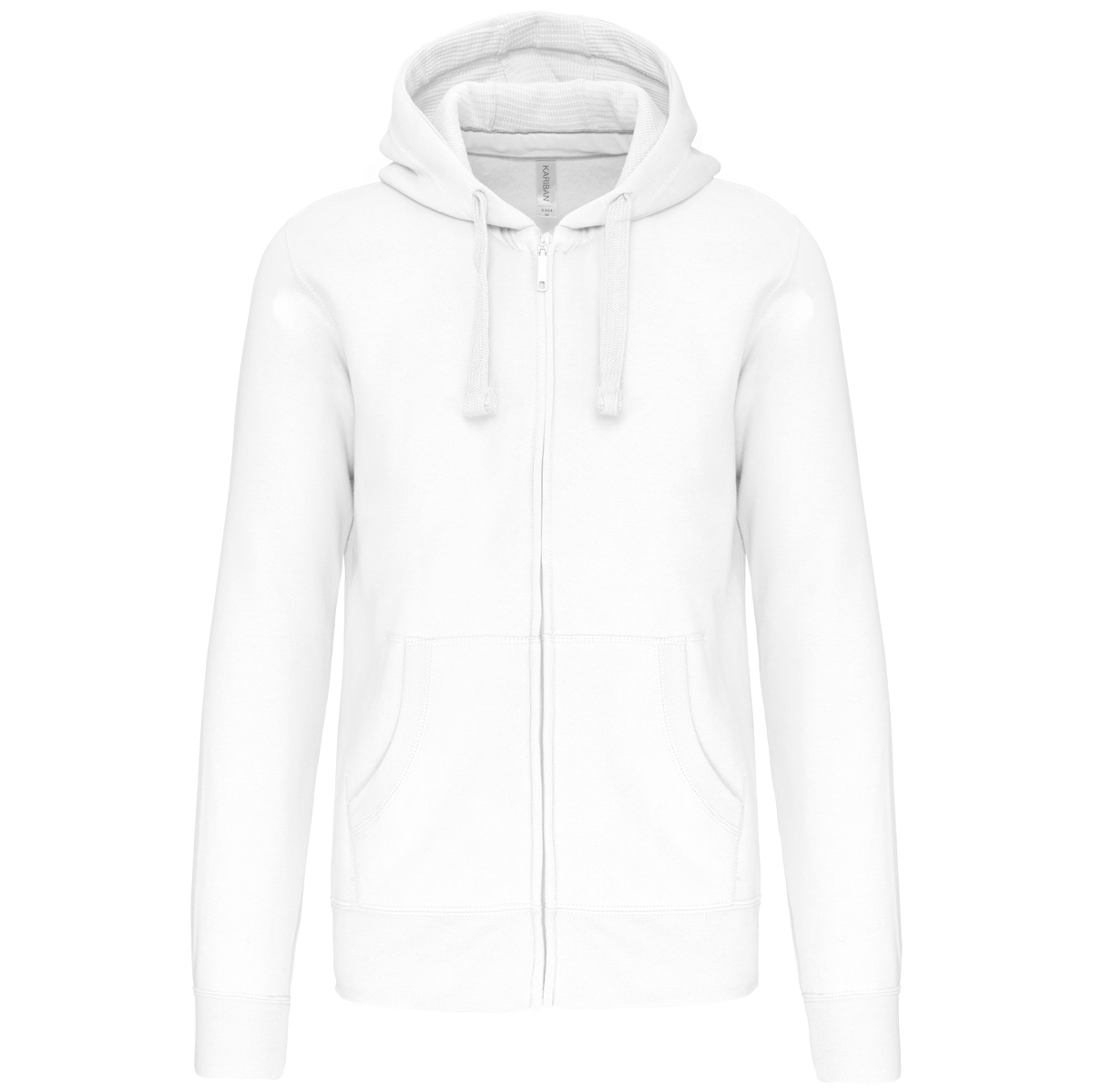 K454 - Sudadera con capucha y cremallera - White - frontal