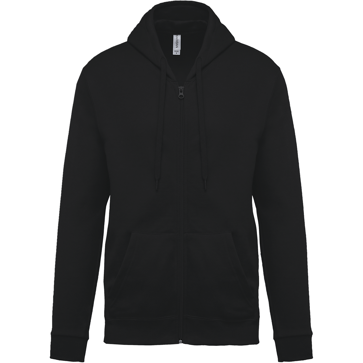 K479 - Sudadera capucha y cremallera unisex - Black - frontal