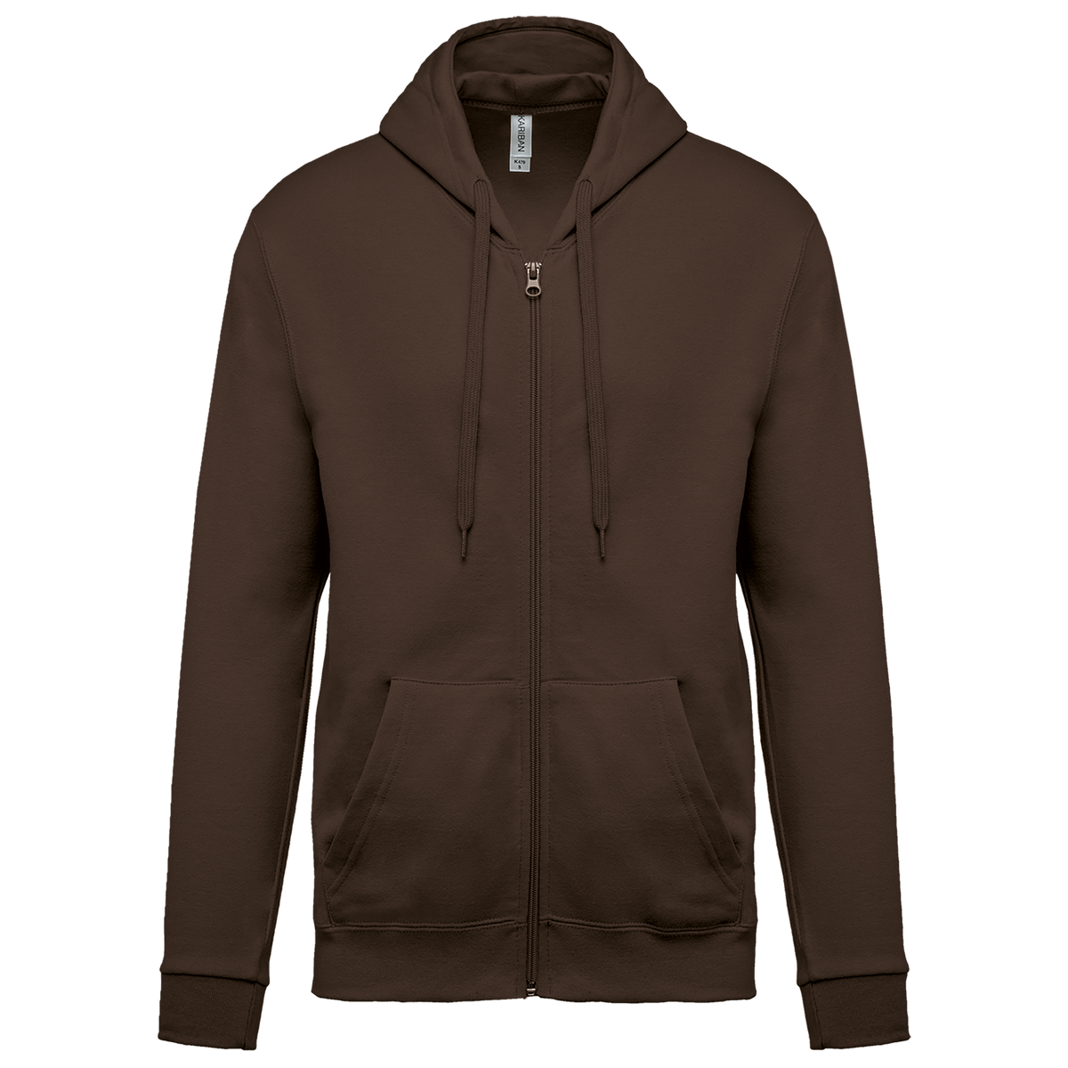 K479 - Sudadera capucha y cremallera unisex - Chocolate - frontal