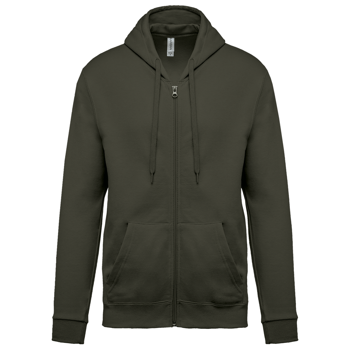 K479 - Sudadera capucha y cremallera unisex - Dark Khaki - frontal