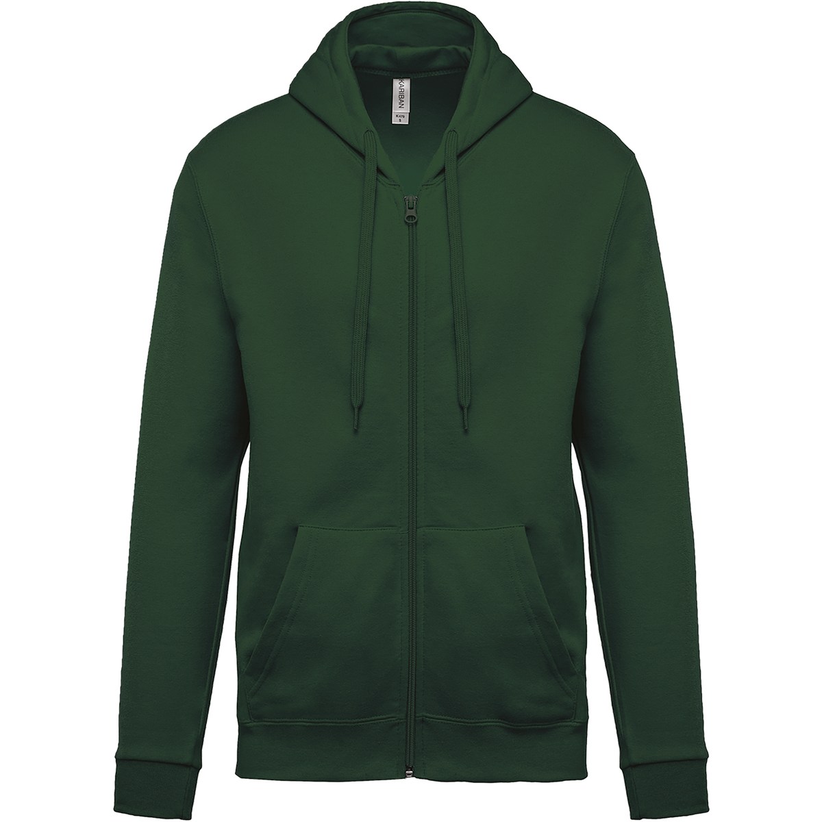 K479 - Sudadera capucha y cremallera unisex - Forest Green - frontal
