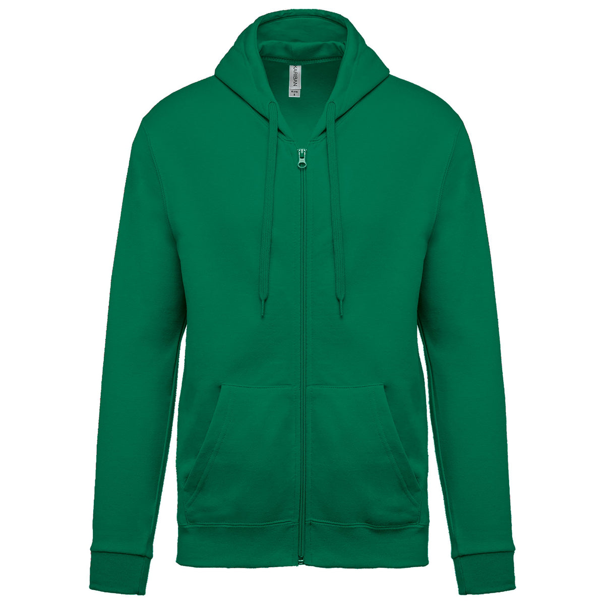 K479 - Sudadera capucha y cremallera unisex - Kelly Green - frontal