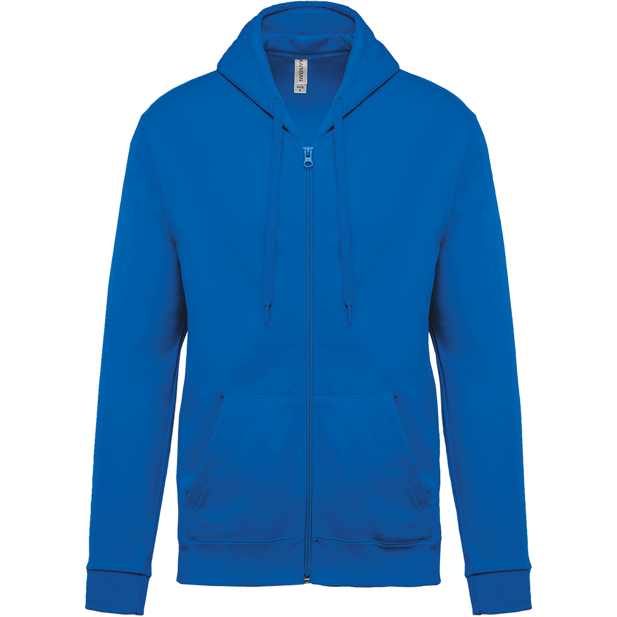 K479 - Sudadera capucha y cremallera unisex - Light Royal Blue - frontal