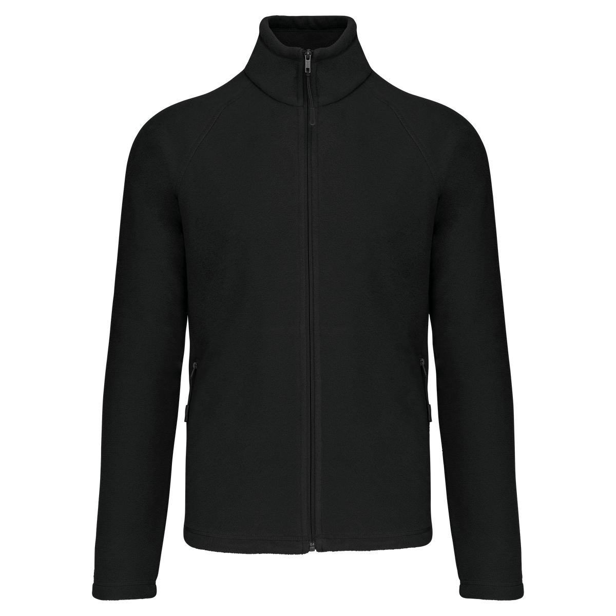 K917 - Chaqueta micropolar con cremallera y mangas raglán hombre - Black - frontal