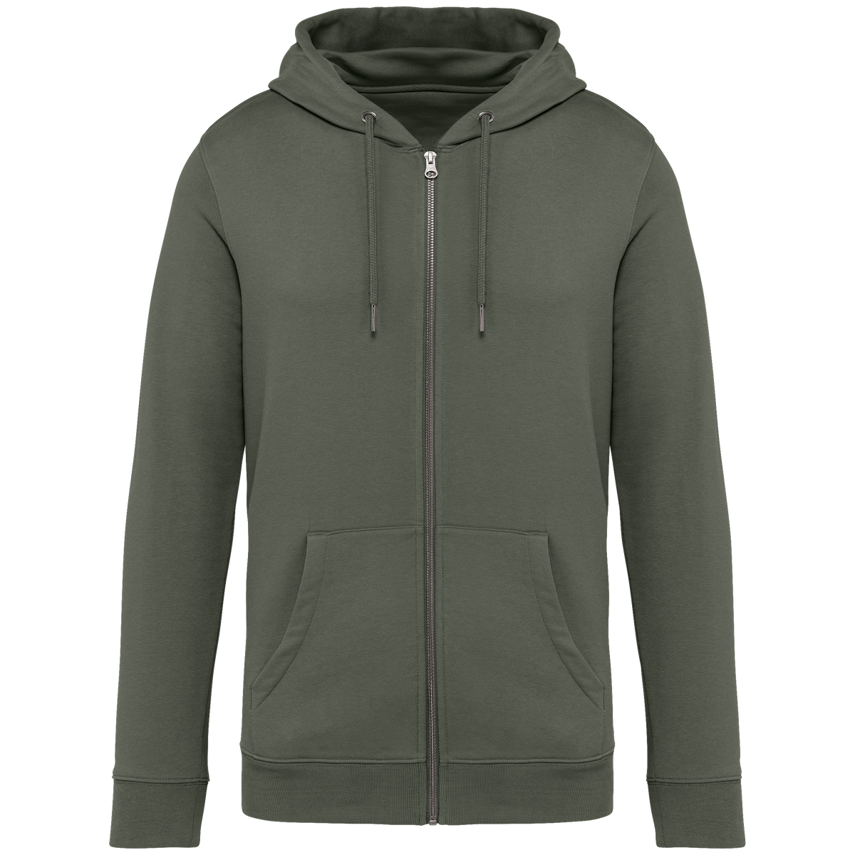 NS402 - Sudadera ecorresponsable con cremallera y capucha unisex - Organic Khaki - frontal