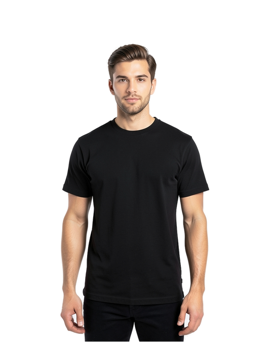 30NLB0 - Light Cotton Adult No Label T-Shirt — portada con modelo ajustada