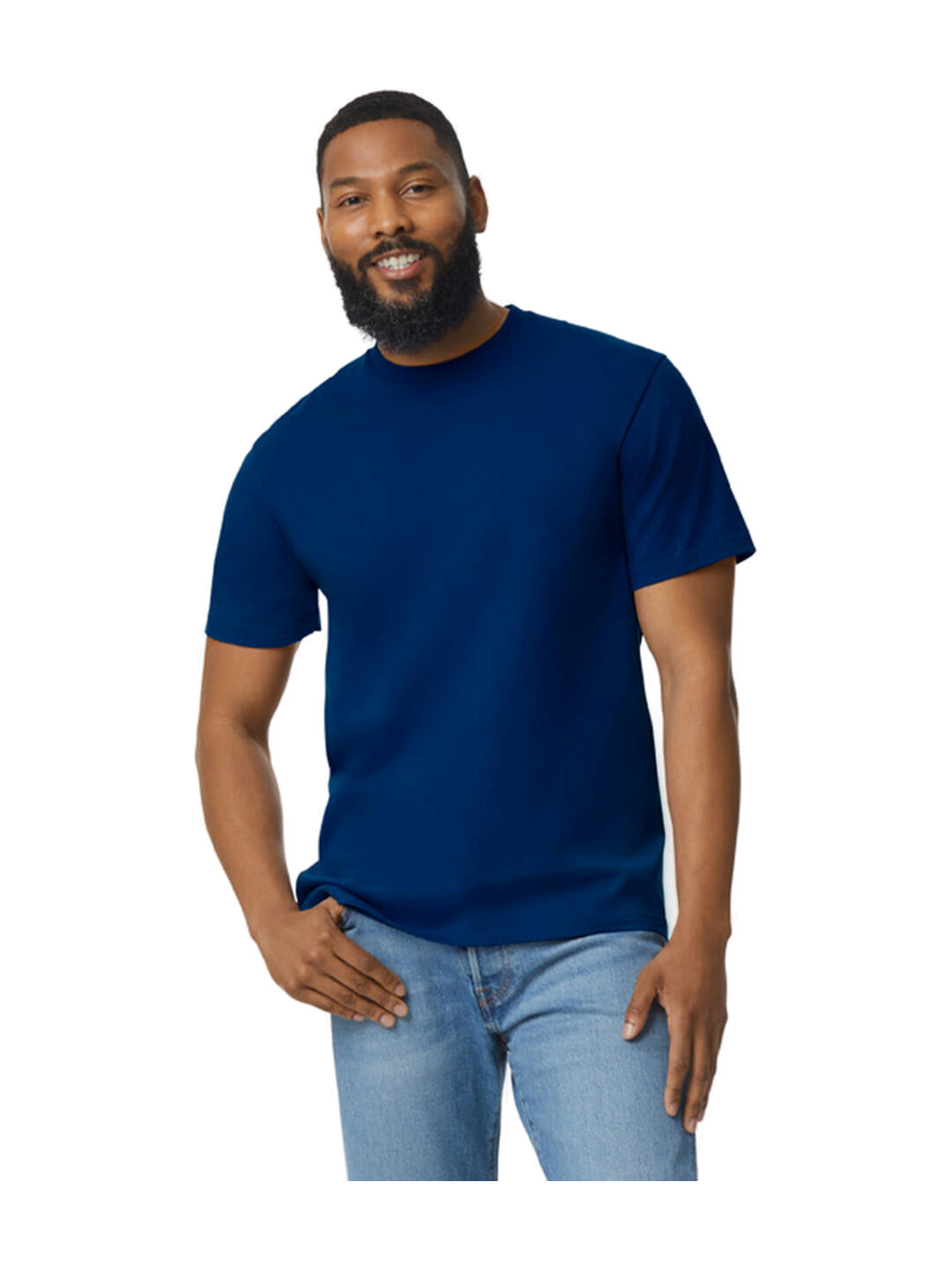 65ENLB0 - Softstyle Midweight Adult No Label Enzyme Wash T-S — portada con modelo