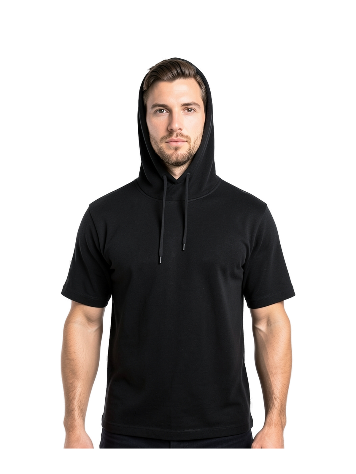 B282R - Recycled Fleece Hood — portada con modelo ajustada