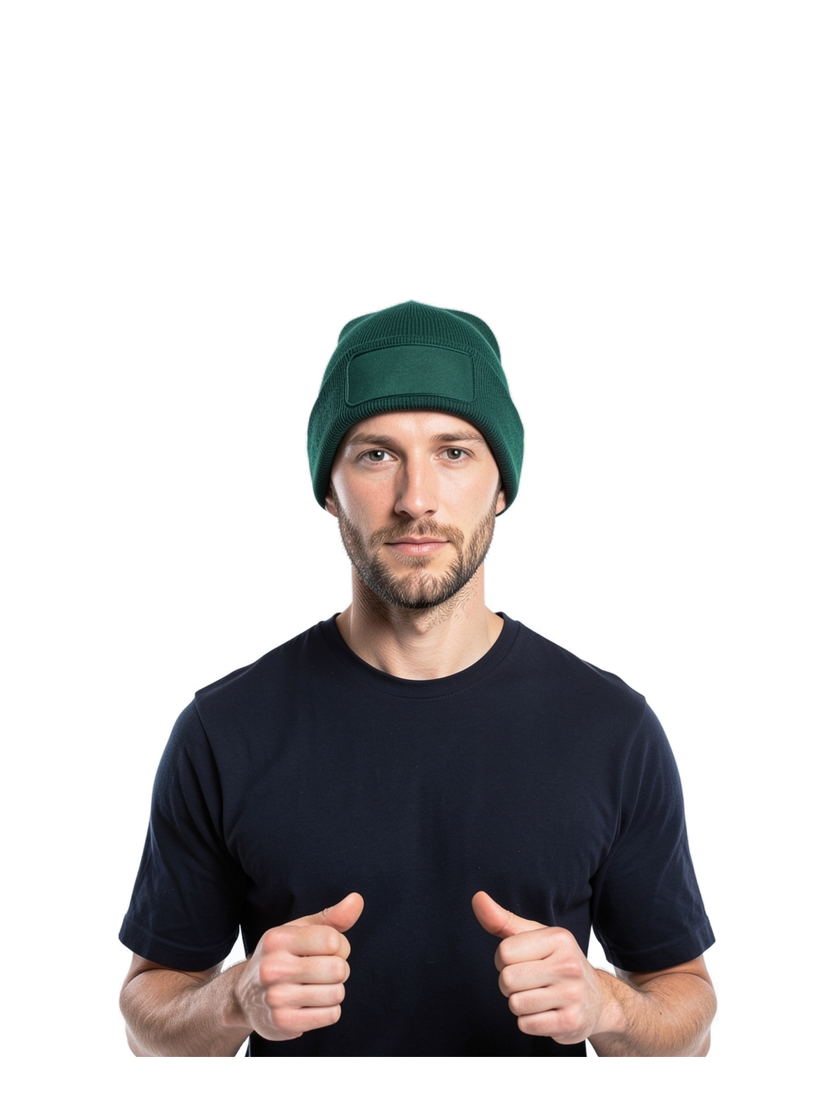 B445 - Gorro parche original — portada con modelo ajustada