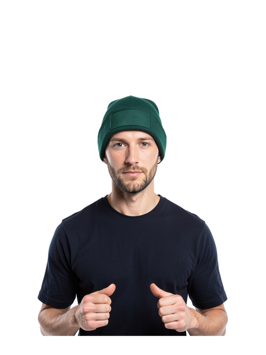 B445 - Gorro parche original — portada con modelo ajustada
