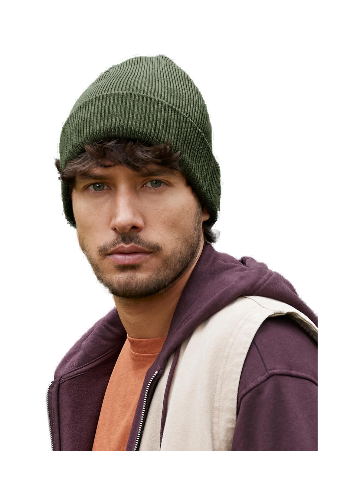 B45N - Organic Cotton Original Cuffed Beanie — portada con modelo