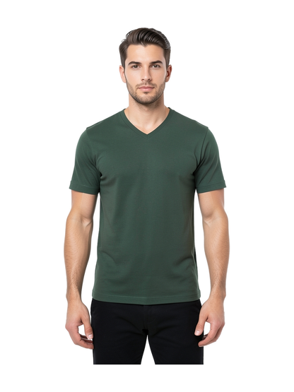K357 - Camiseta manga corta y cuello de pico — portada con modelo