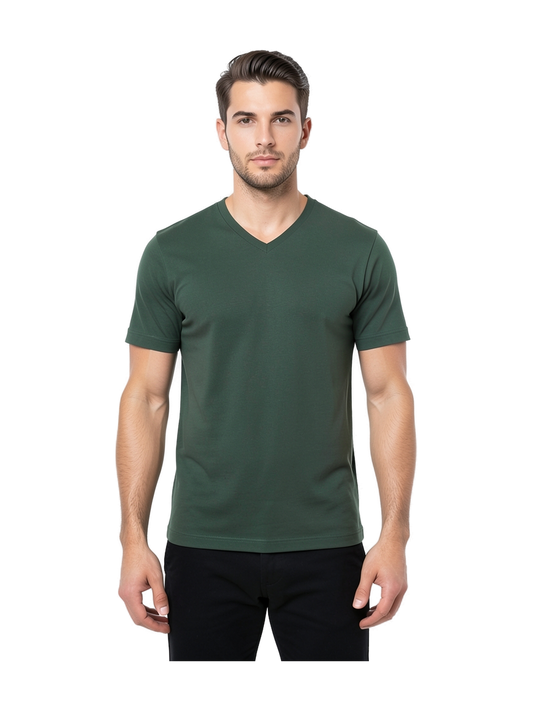 K357 - Camiseta manga corta y cuello de pico — portada con modelo