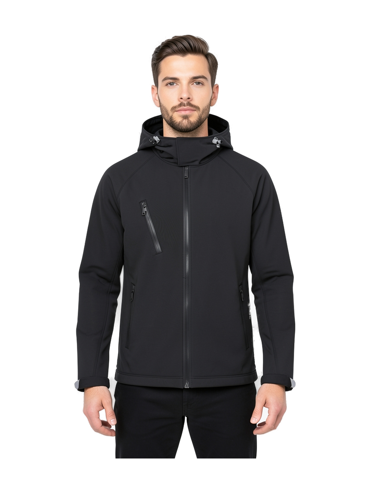 K413 - Chaqueta softshell con capucha extraíble hombre — portada con modelo