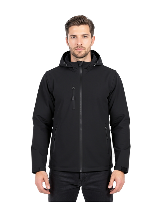 K422 - Chaquetas softshell 3 capas con capucha y mangas extraíbles unisex — portada con modelo
