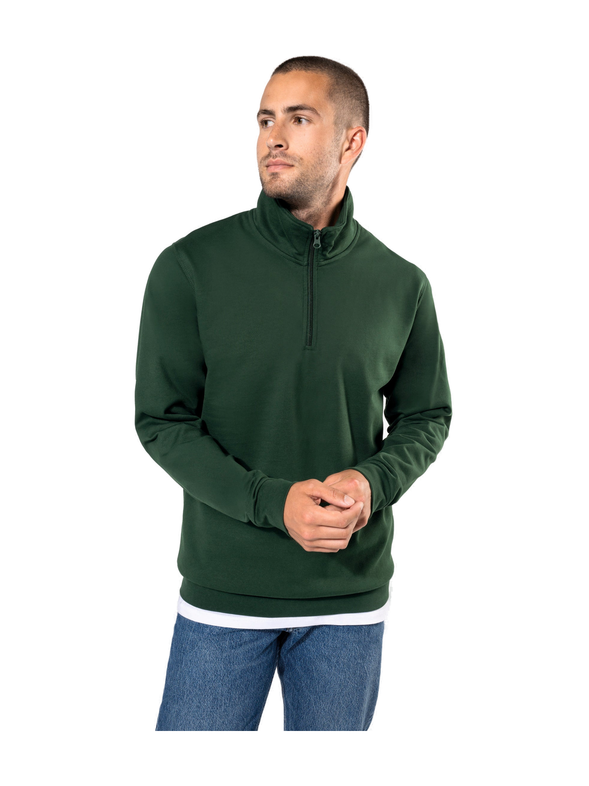 K478 - Sudadera 1/4 cremallera — portada con modelo