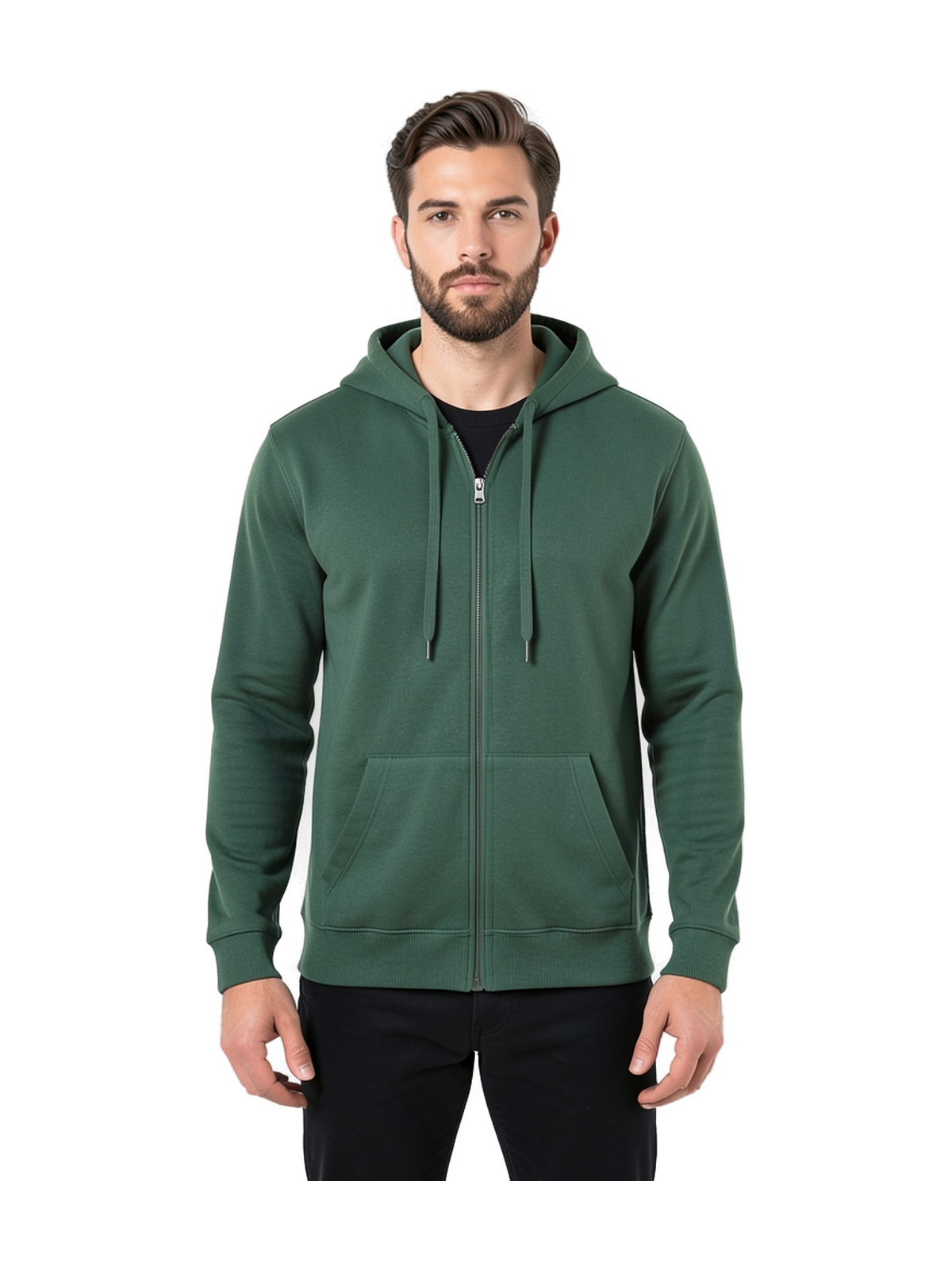 K479 - Sudadera capucha y cremallera unisex — portada con modelo