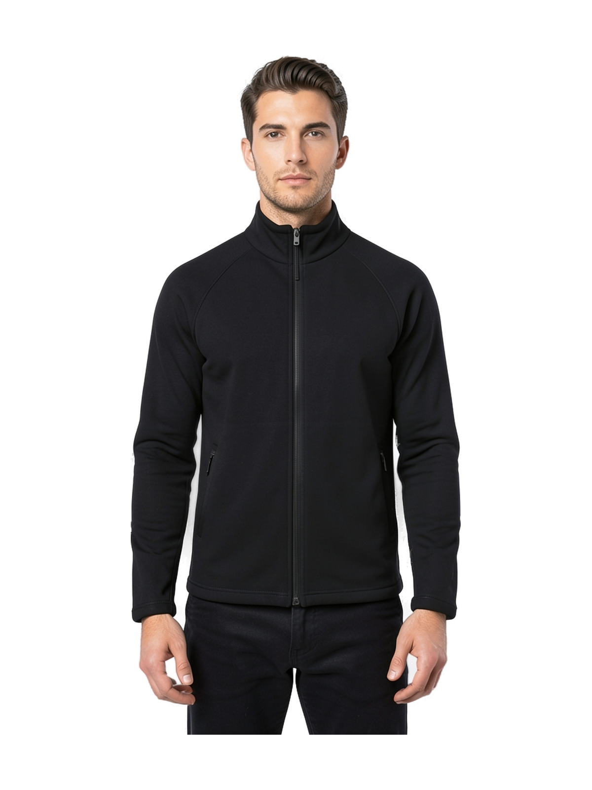 K917 - Chaqueta micropolar con cremallera y mangas raglán hombre — portada con modelo
