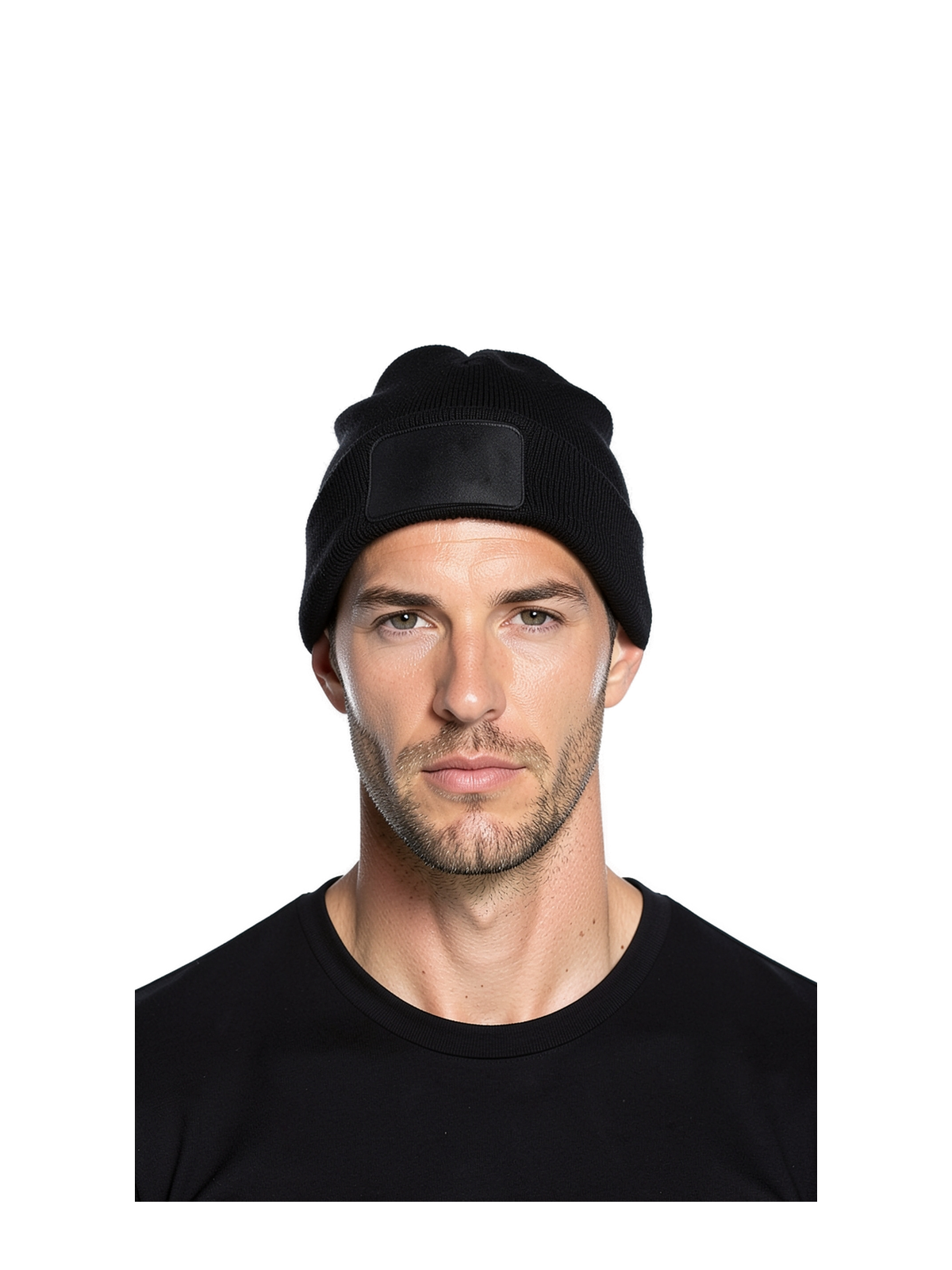 RC027 - Gorro de doble punto para estampar — portada con modelo ajustada