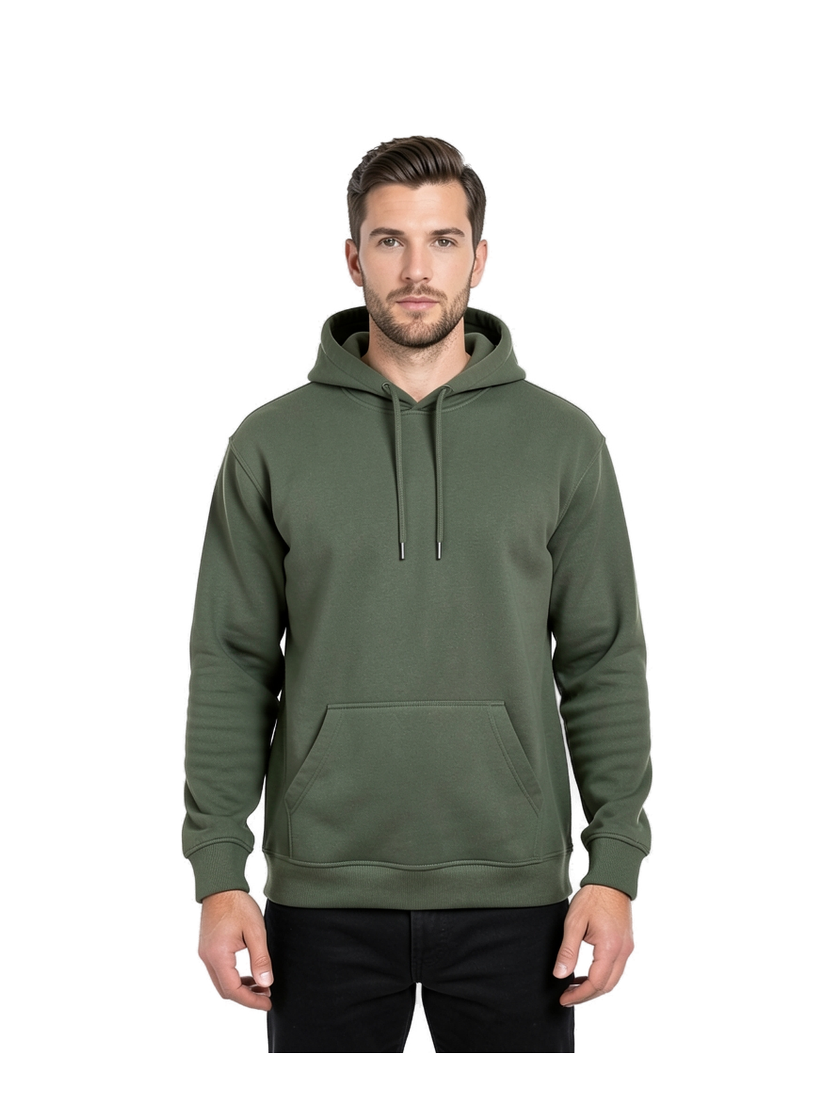 SF500 - Softstyle Midweight Fleece Adult Hoodie — portada con modelo ajustada