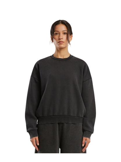 BY301 - Sudadera de Cuello Redondo Vintage Heavy Mujer — portada manual con modelo